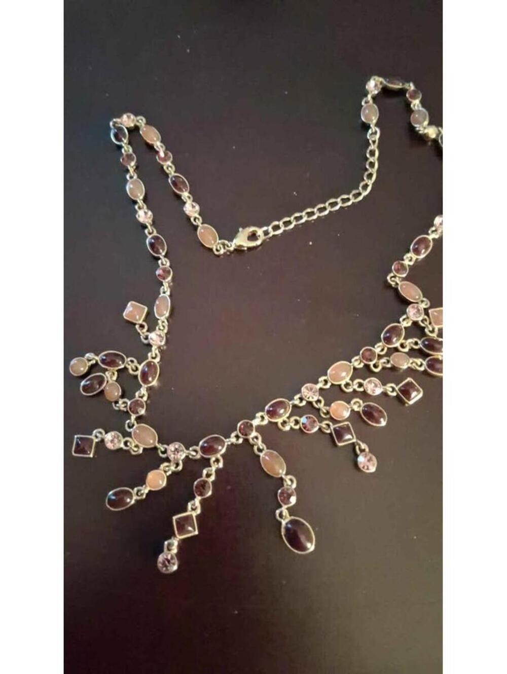 Retro Elegant Gold Gemmed Fringe Necklace